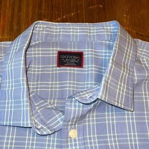 UNTUCKit Non-Iron Dress Shirt - XXL green and blue slim fit 100% cotton